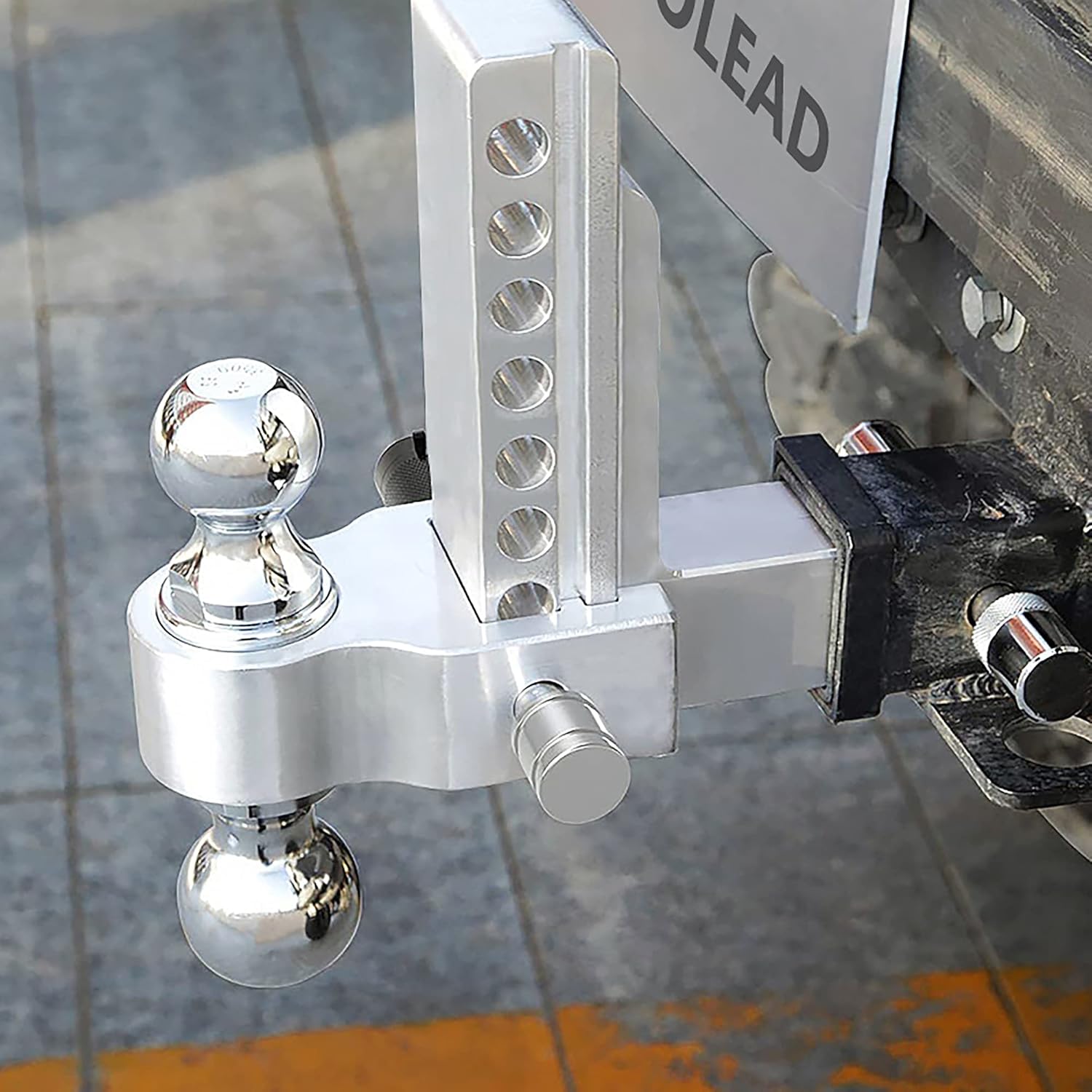 TOLEAD Adjustable Trailer Hitch Ball Mount - 2 Inch Receiver Hitch, 8 Inch Drop/Rise, 2 & 2-5/16 Inch Dual Towing Balls Whith Double Pin Key Locks,12,500 lbs GTW
