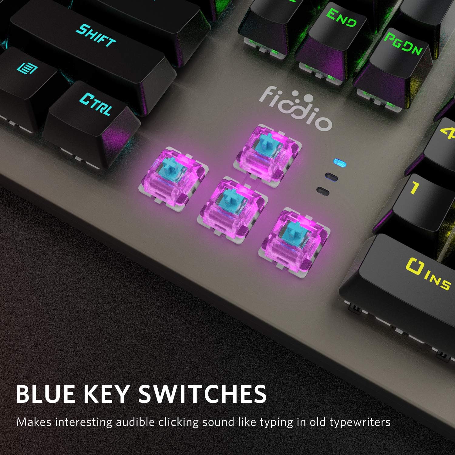 Fiodio Mechanical Gaming Keyboard, Wired RGB Rainbow Backlit Keyboard with Blue Switches, Ergonomic Standard Keyboard for Desktop, Computer, PC Pack of 2