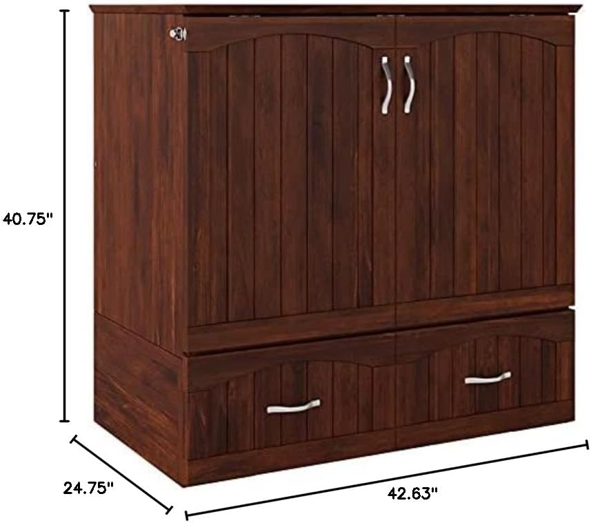 BOWERY HILL Twin XL Size Murphy Bed in Wood, with Storage and Charging Station in Walnut, No Box Spring Needed, Easy Assembly, Up to 600 lbs Weight Capacity