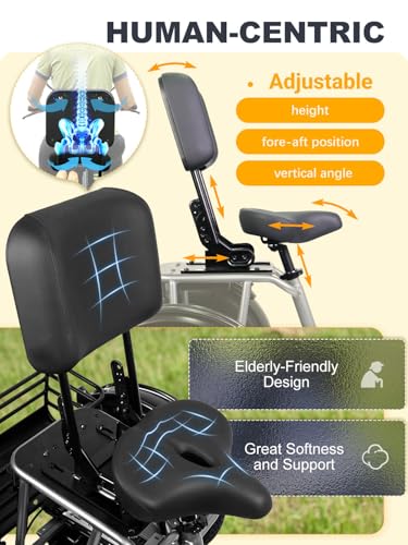Breeze Folding Electric Tricycle for Adults, 1000W 48V 15AH, 18''×4'' Fat Tire Electric Trike, 20MPH 80Miles E-trike, 3 Wheel Electric Bike, Reverse & Parking, 450lbs Load (with Upgraded Parts)