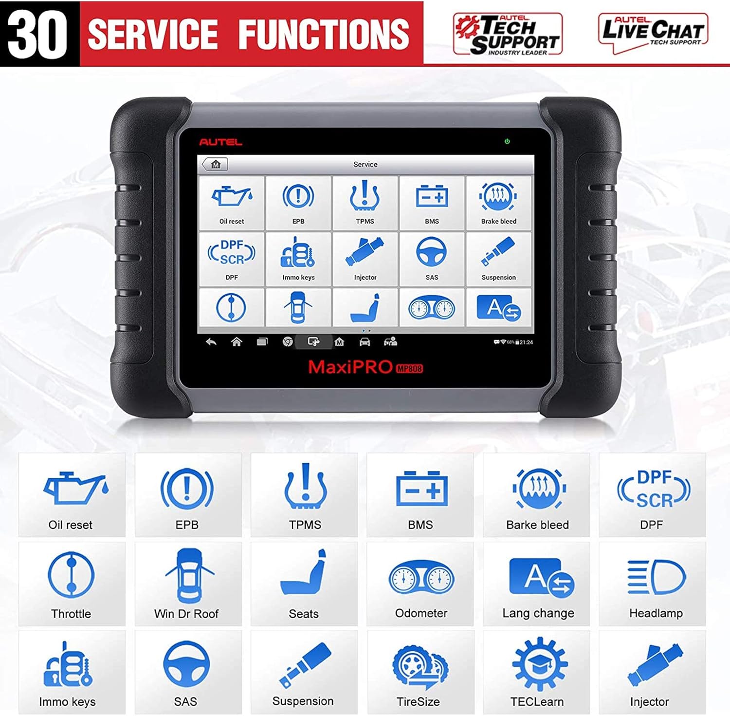 Autel Scanner MaxiPRO MP808 Diagnostic Scan Tool, Same Function as MP808K/MS906, Advanced Bi- Directional Control, All Systems Diagnoses, 30+ Services
