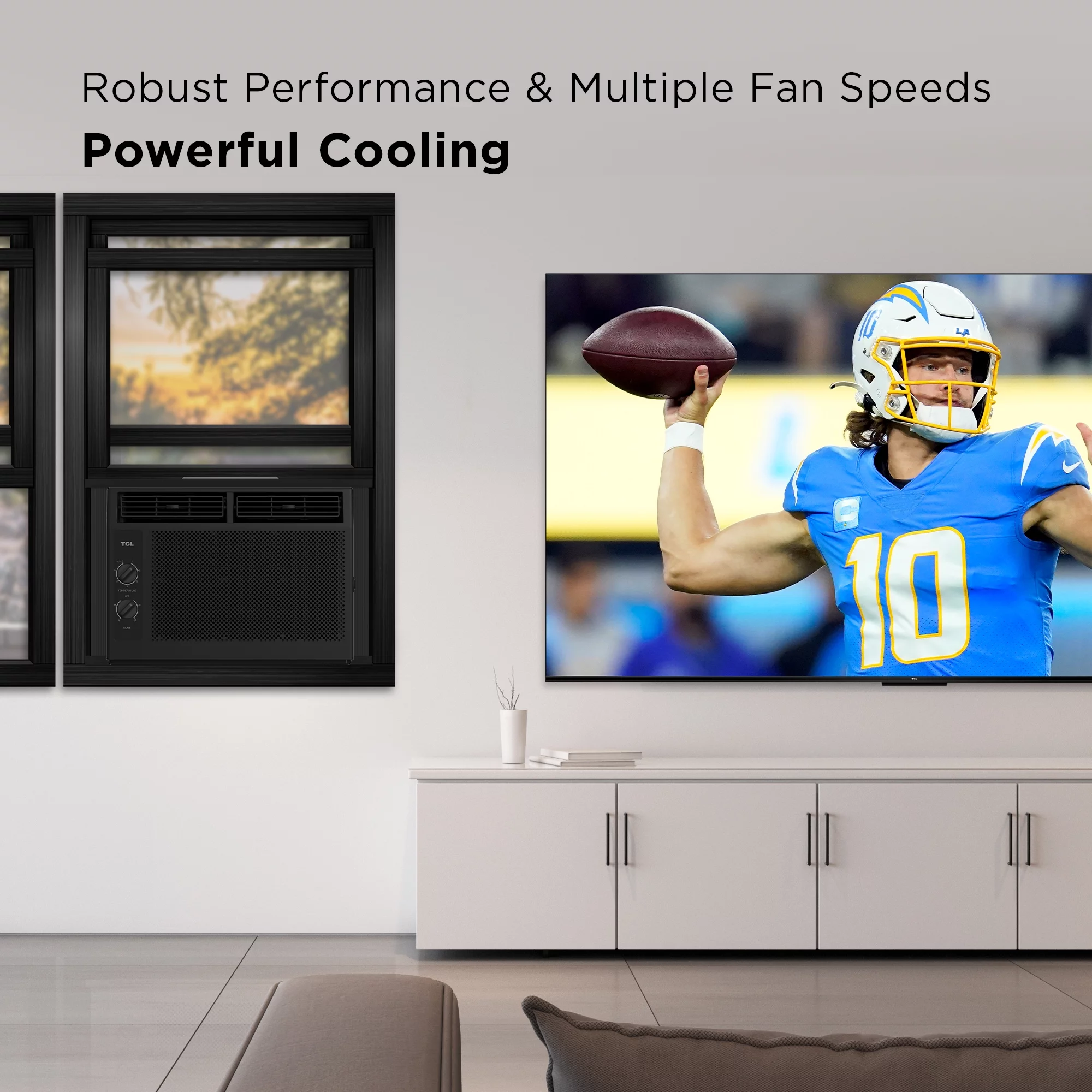 TCL 5,000 BTU Window Air Conditioner, 150 sq. ft., LED Display, Included Remote, Black, W5W3M-B