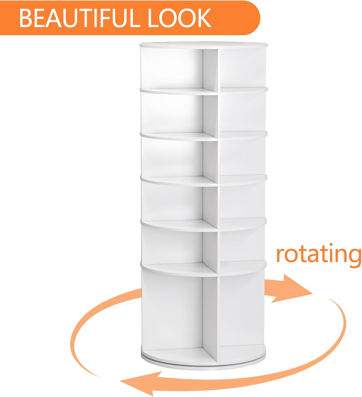 Rotating Shoe Rack Tower,6 Tier Spinning Revolving 360 Shoe Rack Display Storage Round Carousel for Vertical Handbag Rotate Shoes Corner Closet Organization Arrangement