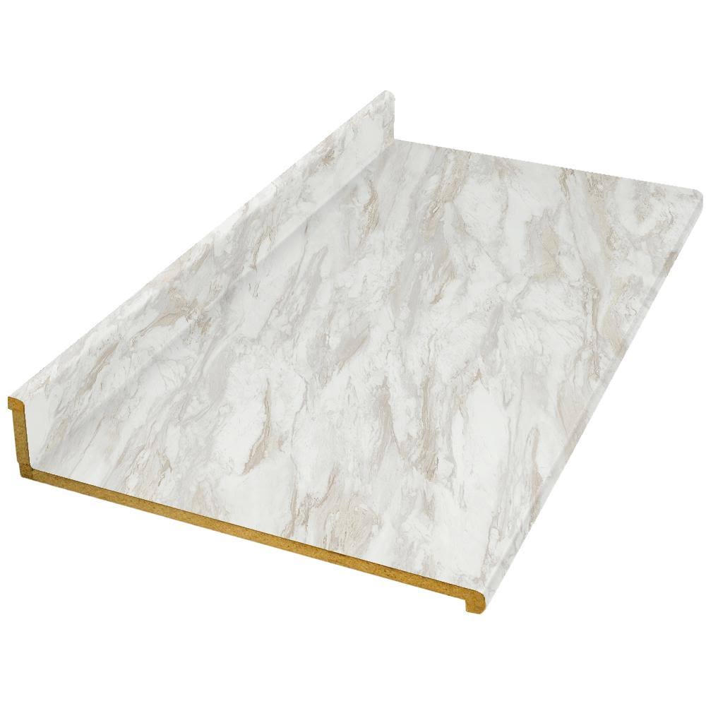 Hampton Bay 8 ft. White Laminate Countertop with Eased Edge in Drama Marble Textured Gloss