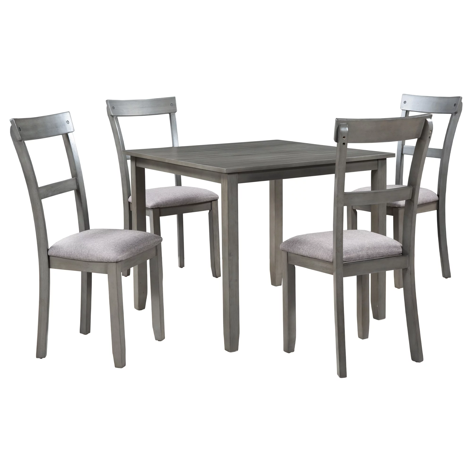 5 Piece Kitchen Table Set Farmhouse Dining Sets, Wooden Dining Table & 4 Upholstered Chairs for Small Space Dining Room, Gray