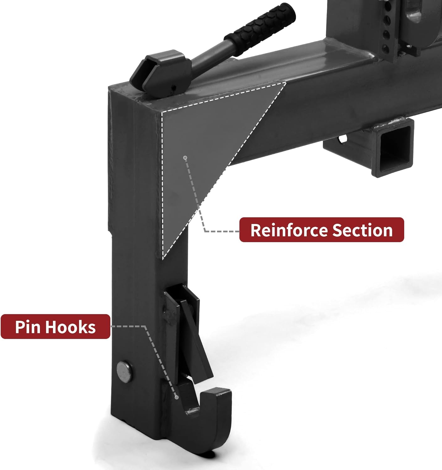 YITAMOTOR 3 Point Quick Hitch, 3000 lbs 3-Pt Attachments with 2" Receiver Hitch Adaptation to Category 1 & 2 Tractor with 5 Level Adjustable Bolt