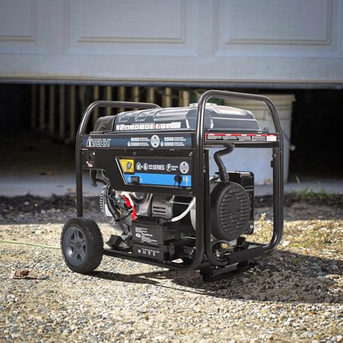 Portable Generator Dual Fuel 6000W, Gas & Propane Dual Fuel Powered with Electric Start, Home Backup Emergency Ready, CO Sensor, CARB Compliant