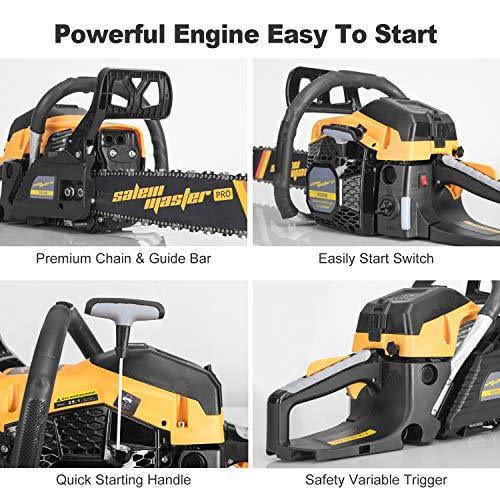 Salem Master 20 in. 62 CC 2-Cycle GAS Powered Chainsaw Handheld Cordless Petrol Gasoline Chain Saw 6220G