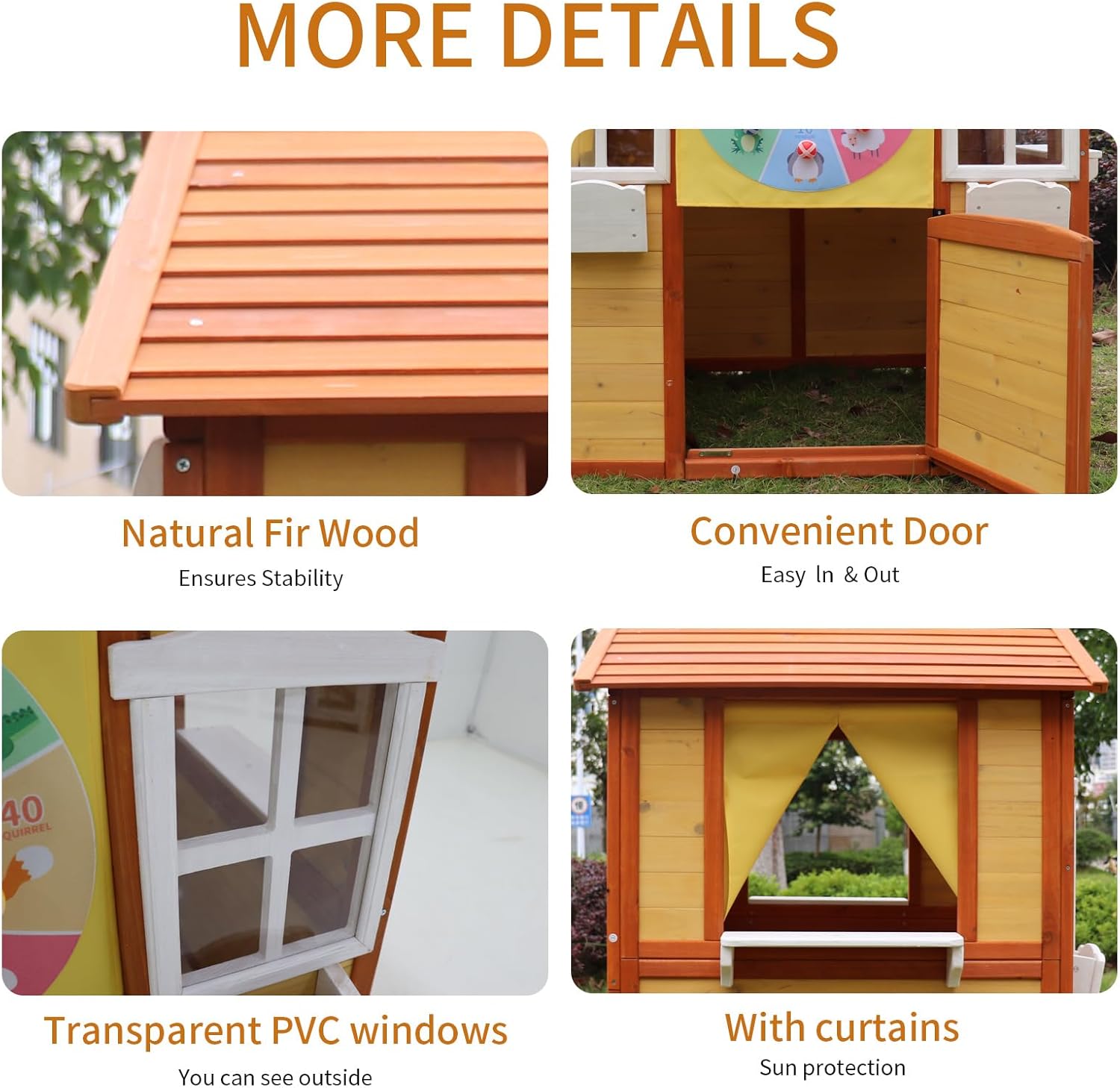 Wooden Playhouse for Kids, Outdoor Children Play House Garden Play House with Working Door and Windows for Children 3-10 Years Old