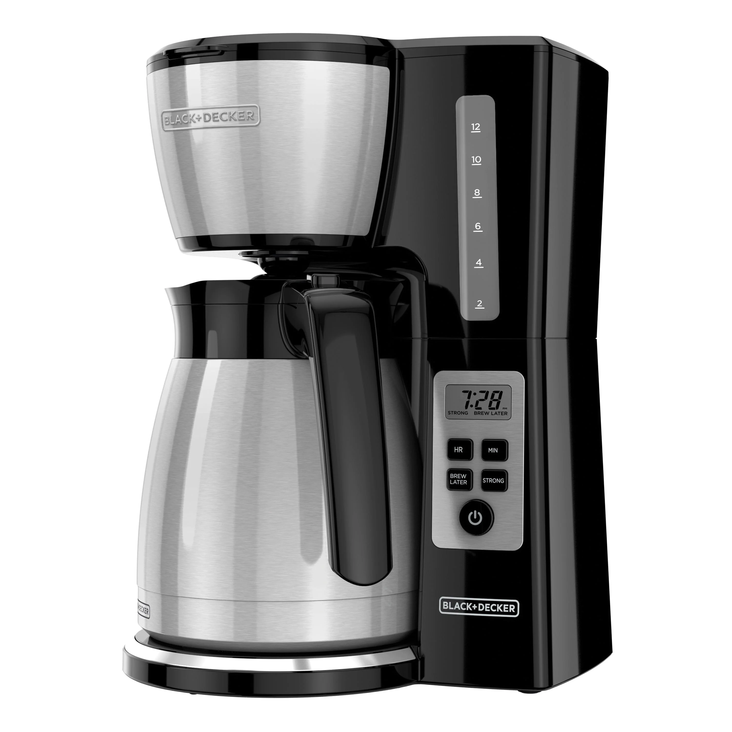 BLACK+DECKER 12-Cup Thermal Programmable Coffeemaker CM2046S, Silver/Black