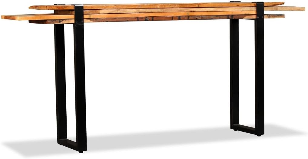 Retro Style Console Table Length-Adjustable Side Table Dining Table Furniture for Living Room Dining Room Hallway (57.1"-70.9") x 11.8" x 29.9" Solid Reclaimed Wood + Cast Iron