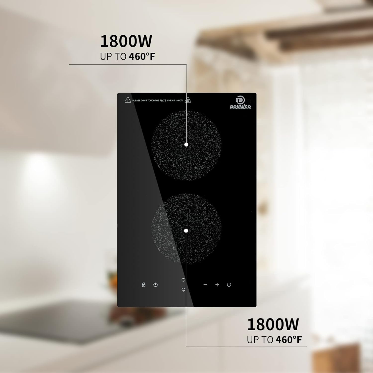 Induction Cooktop, 2 Burner Electric Cooktop 120V Vertical Electric Stove, 12 Inch LED Touch Screen, Fast Heat, 9 Heating Level, Kid Safety Lock, and Timer