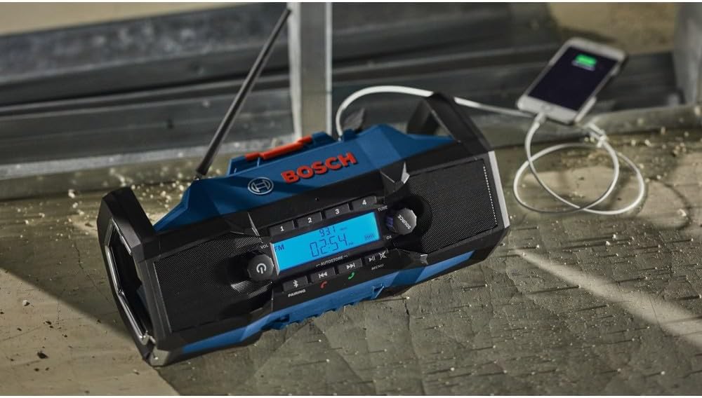 BOSCH GPB18V-2CN 18V Compact Jobsite Radio with Bluetooth® 5.0, Black
