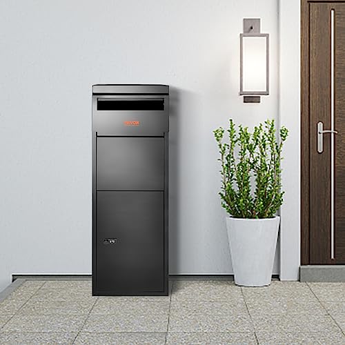 VEVOR Package Delivery Boxes for Outside 16.2"x15.8"x44", Galvanized Steel Package Delivery Box with Coded Lock, Removable Anti-theft Baffle, IPX3 Waterproof Parcel Drop Box for Outside, Porch
