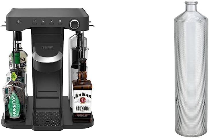 bev by BLACK+DECKER Cocktail Maker Machine and Drink Maker for Bartesian capsules (BEHB101) Black Medium & DECKER Cocktail Maker Glass Liquor Dispenser Bottle, Dishwasher Safe (BEWB101)​