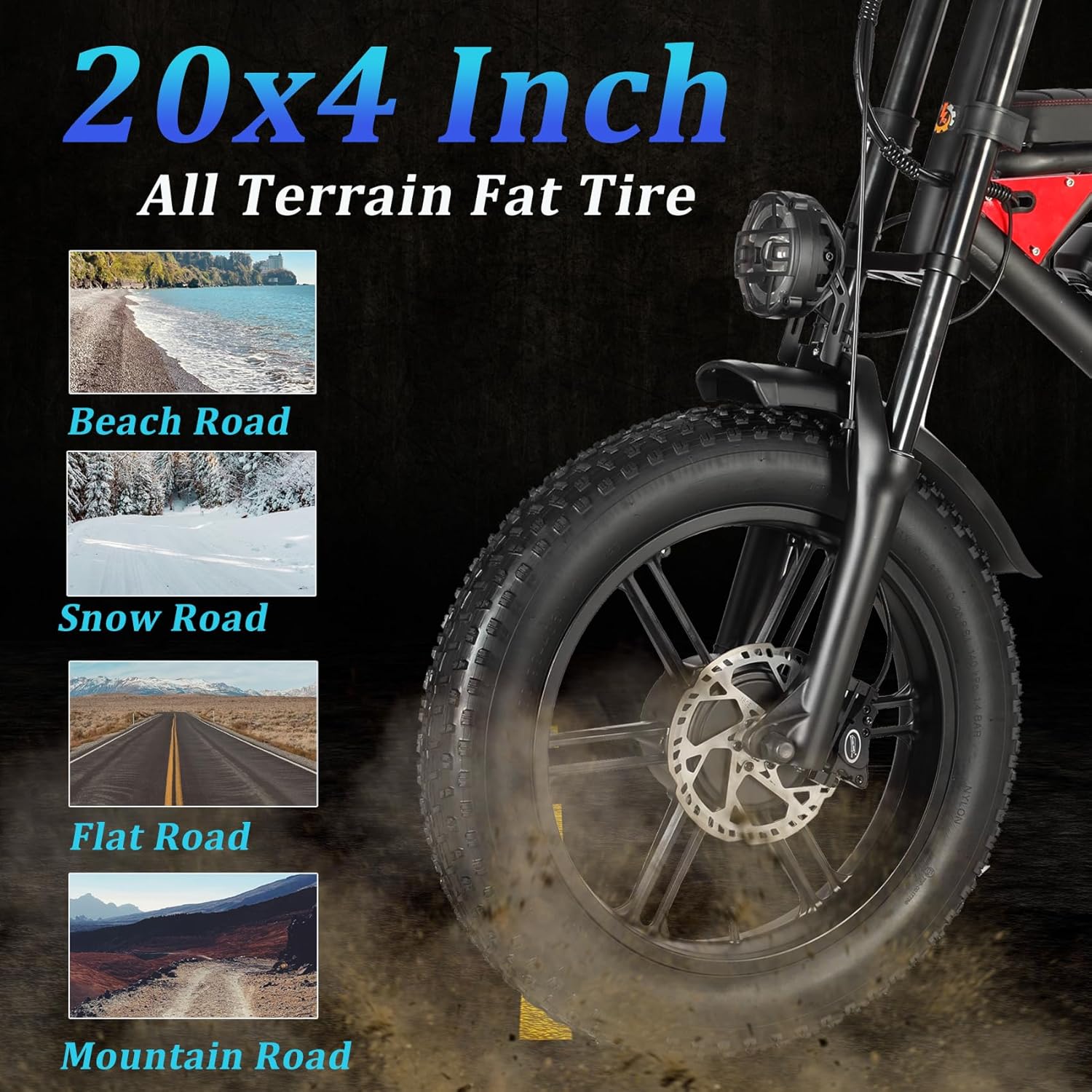 Nexusrider Fat Tire Electric Bike for Adults, 35MPH 2000W Dual Motor E Dirt Bike, Long-Range 20inch 48v 22.4ah Robust All Terrain Moutain E-Bikes Dual Shock Absorber