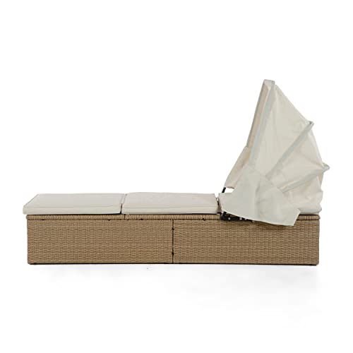 Muse & Lounge Co. Mobler Outdoor Patio Daybed with PE Wicker Rattan Frame, Gray