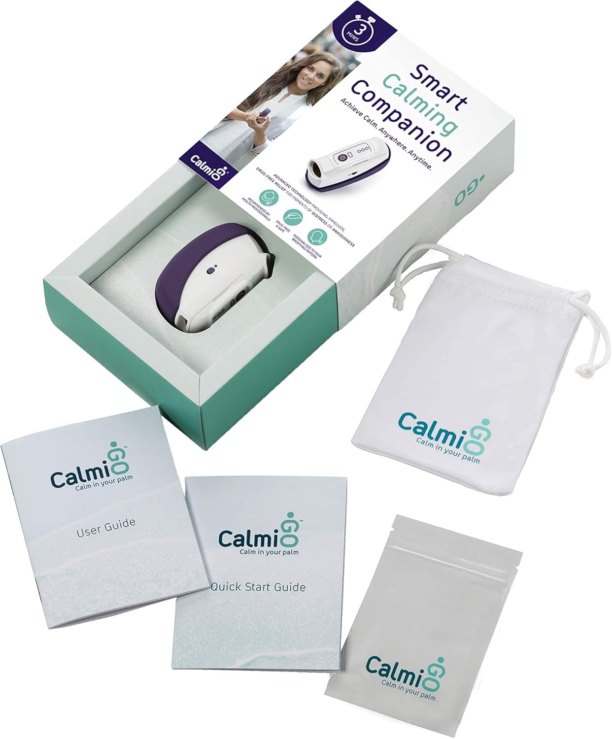 CalmiGo Anxiousness & Stress-Relief Natural Calming Device, Peppermint Scent, Purple