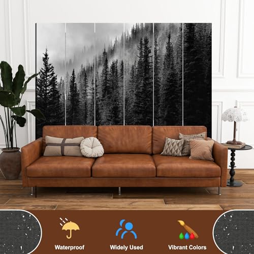 Wood Screen Room Divider Sunrise View Winter Snowy Forest from Lapland Finland Folding Screen Canvas Privacy Partition Panels Dual-Sided Wall Divider Indoor Display Shelves 4 Panels