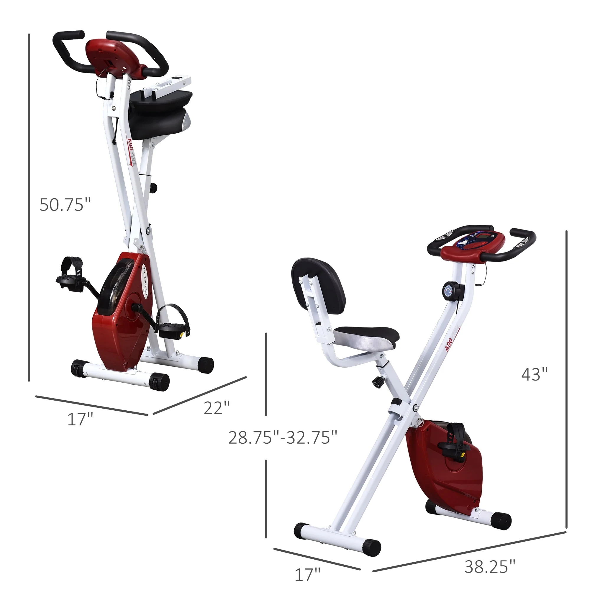 Soozier Folding Upright Training Stationary Indoor Bike with 8 Levels of Magnetic Resistance for Aerobic Exercise