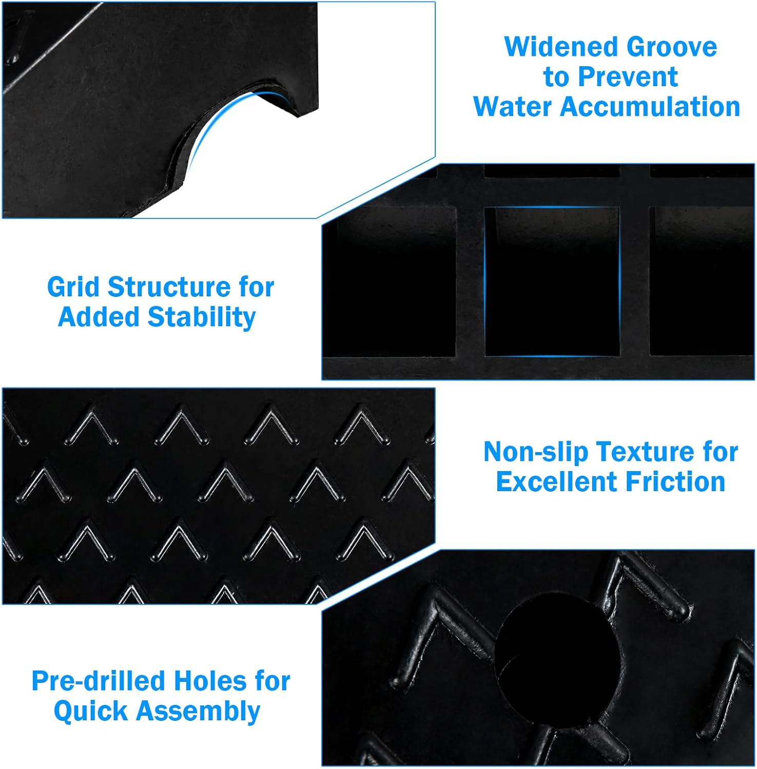 Goplus Rubber Curb Ramps, 6" H x 19" W Car Ramp Slope for Driveway Threshold Sidewalk Motorcycle, 4 Mounting Bolts Included, Pack of 2