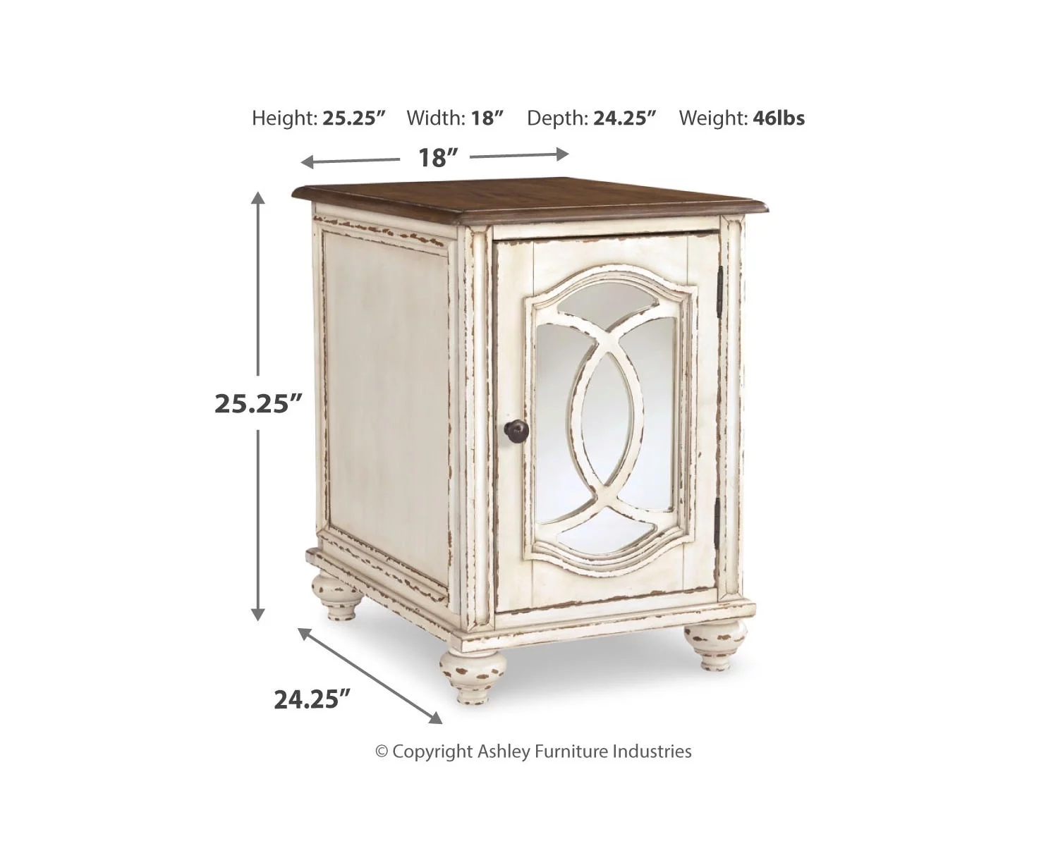 Signature Design by Ashley Casual Realyn Chairside End Table  White/Brown