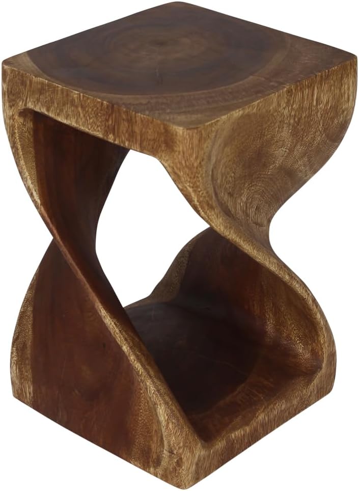 Haussmann® Original Wood Twist End Table 12 X 12 X 18 in High Walnut Oil