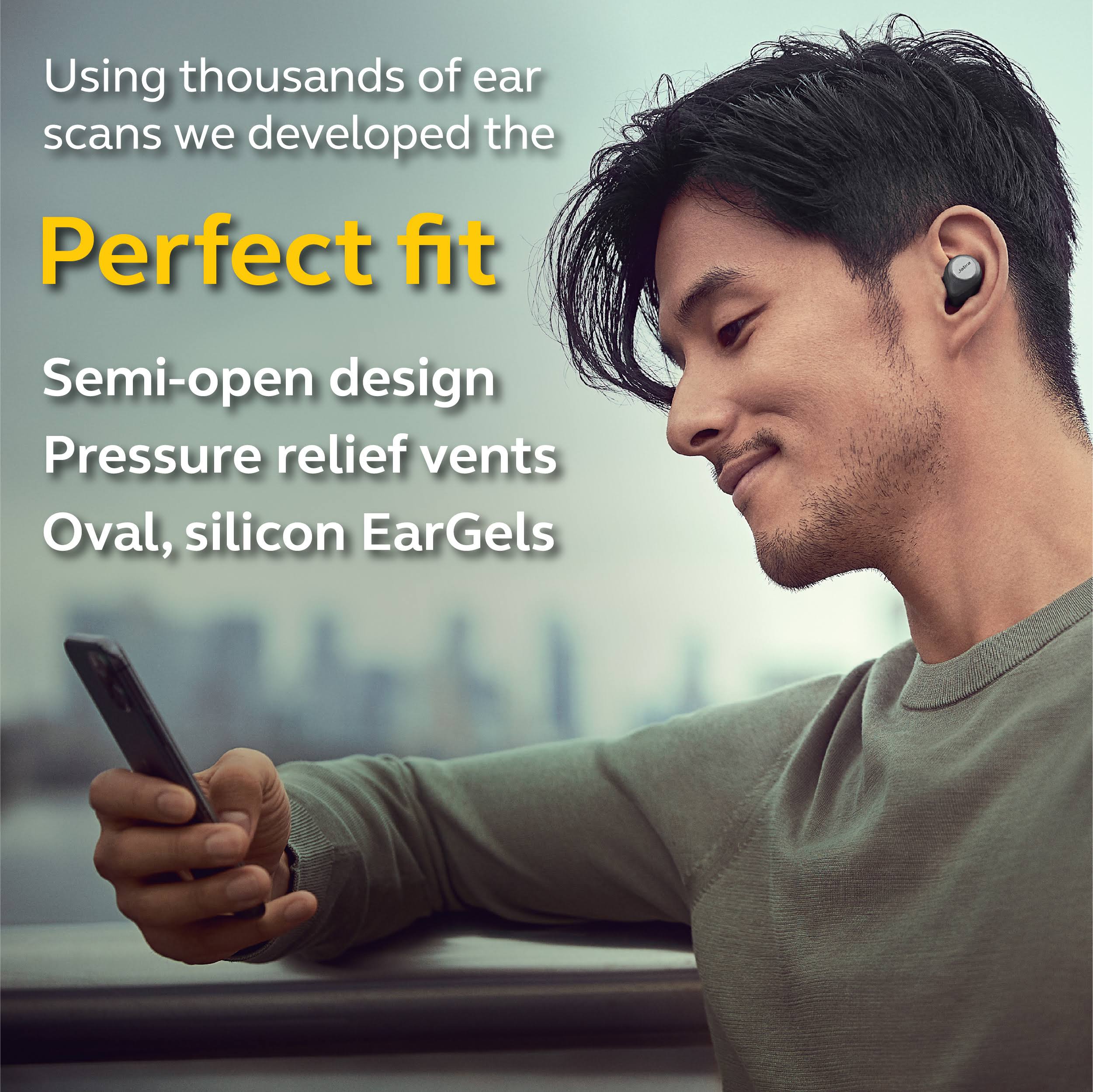 Jabra Elite 85t Bluetooth Wireless In-Ear True Earphones with Mic - Noise-Canceling - Titanium Black