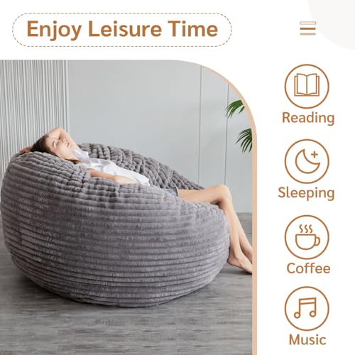 BYBYME 3 in 1 Bean Bag Chairs, Bean Bag Bed for Adults High-Density Foam Filling, Convertible Sofa Bed Faux Fur, Giant Bean Bag Chairs for Adults