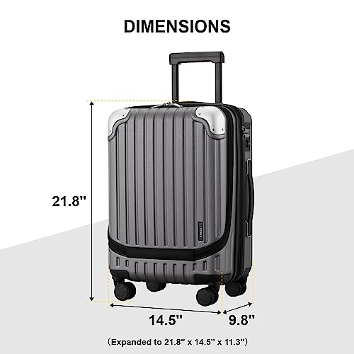 LEVEL8 Grace Carry on Luggage Airline Approved, 20 Inch Expandable Hardside Suitcases with wheels, Abs+Pc Harshell Spinner Luggages with Tsa Lock, Red