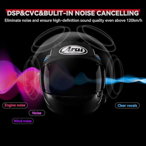 Motorcycle Bluetooth Headset V5.2 with Music Sharing, 2-Way Motorcycle Helmet Bluetooth with IP67 Waterproof, Motorcycle Communication Systems with Hi-FI Speakers for ATV/Snowmobile/Ski, 2 Pack