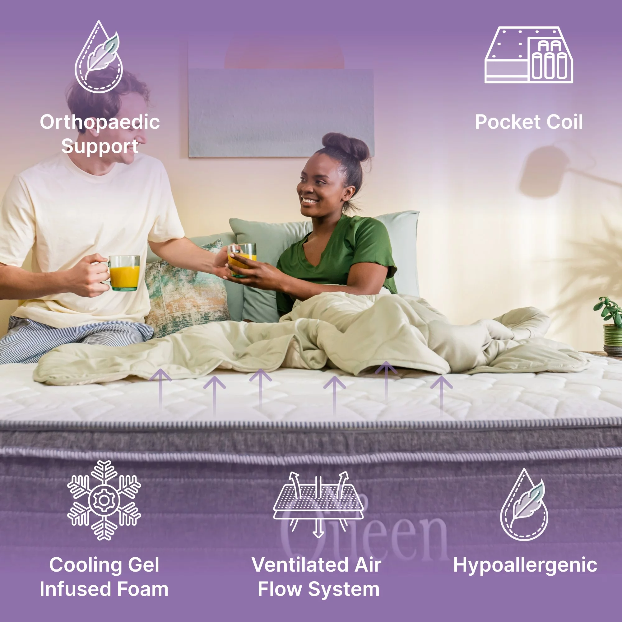 NapQueen Victoria 12" Medium Firm, Hybrid of Cooling Gel Infused Memory Foam and Pocket Spring Mattress, Queen Size