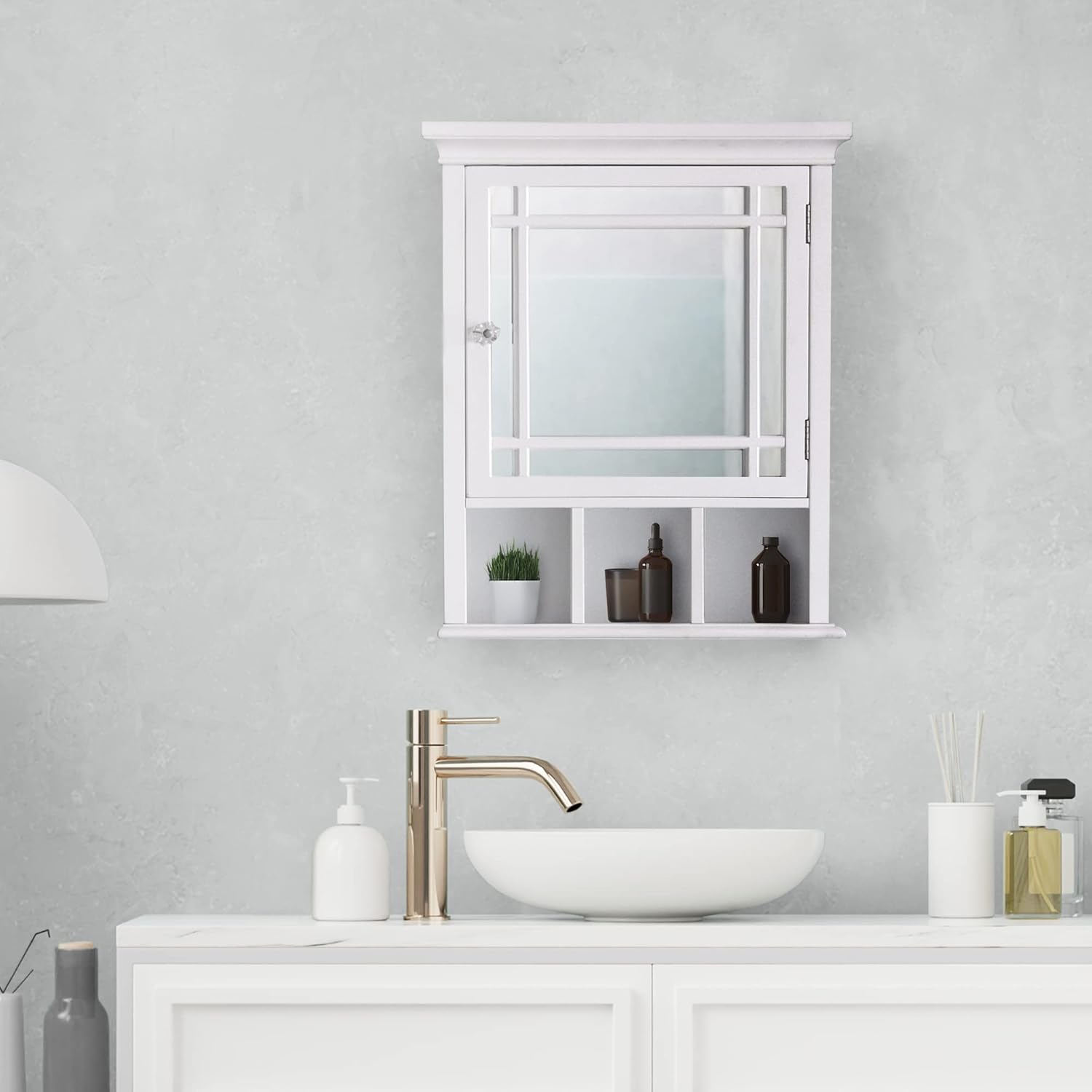 Elegant Home Fashions Madison Detachable Bathroom Cabinet, One Size, White & Neal Bathroom Cabinet, One Size, White