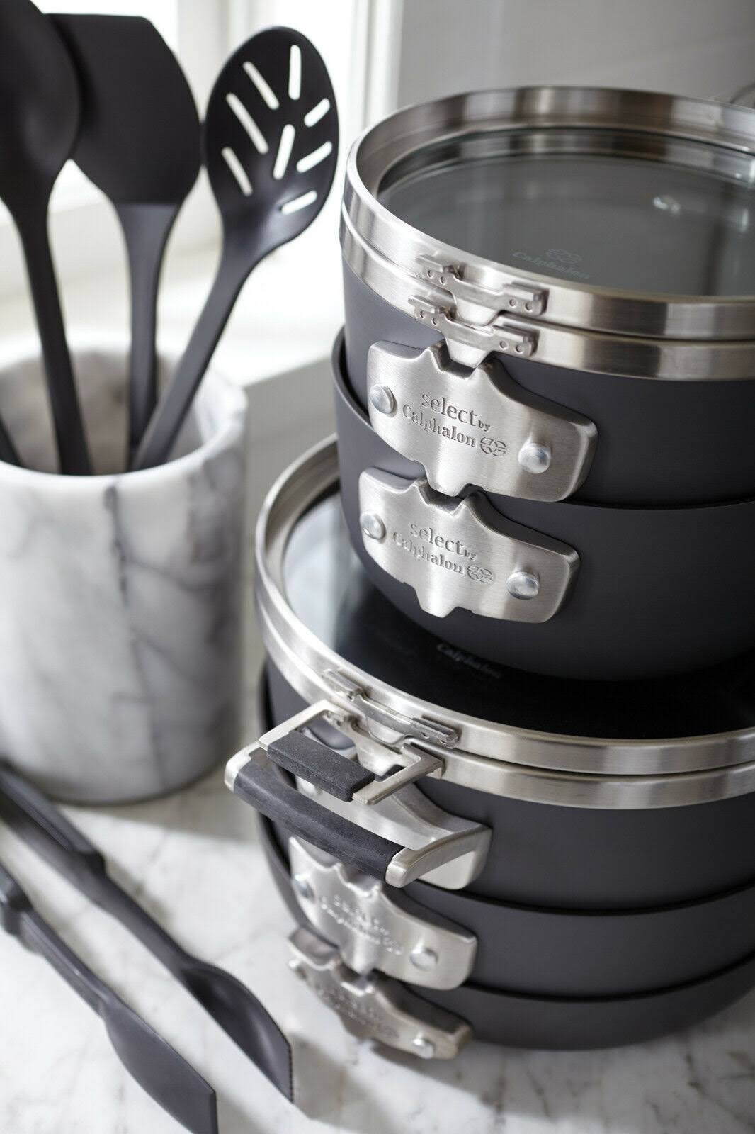 Select by Calphalon Space Saving Hard-Anodized Nonstick 14 Piece Cookware Set