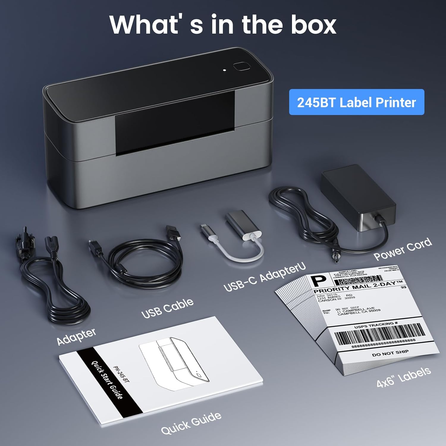 Phomemo Bluetooth Thermal Label Printer, 4x6 Thermal Shipping Label Printer for Small Business, 245-BT Bluetooth Shipping Label Printer for Shipping Packages, Compatible with iPhone, USPS, Amazon