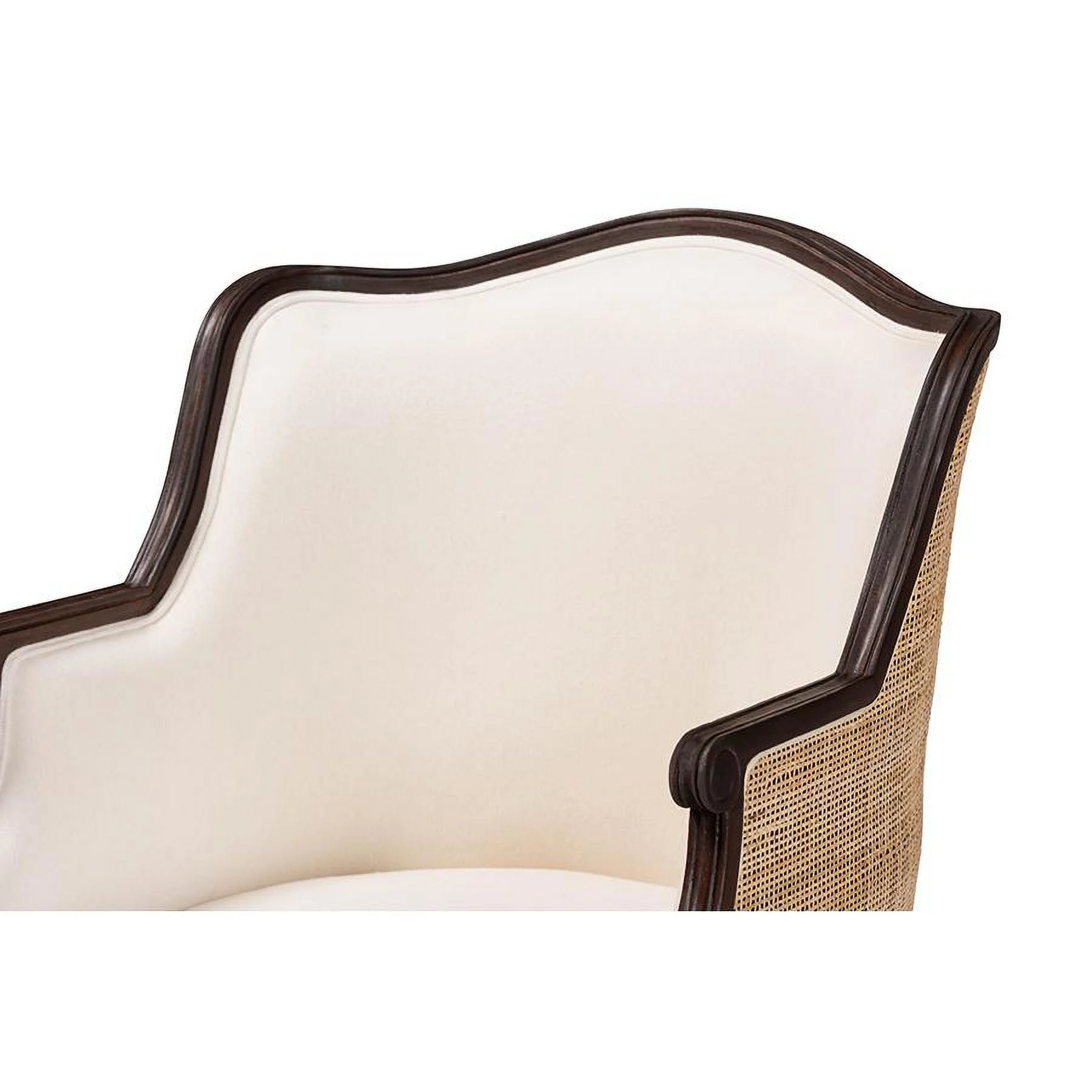 bali & pari Ornella Traditional French Beige Fabric and Dark Brown Finished Wood Accent Chair