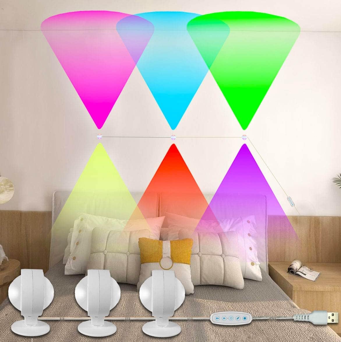 ACNCTOP Novelty Ambient and Mood Lighting 360&deg; Rotating DIY Wall Art Decor RGB Bar LED Wall Light for Bedroom,Living Room,Room,Hallway,Stair,Modern Home Decoration