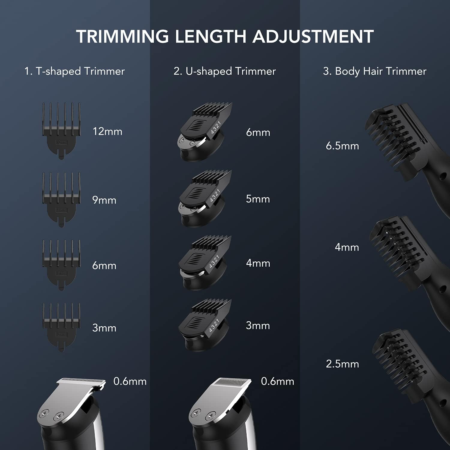 OPOVE Electric Beard Trimmer for Men, All-in-1 Multi-Grooming Hair Trimmer Kit, Manscape, Body, Nose Trimmer, Cordless Clippers with Waterproof and 115min Run Time, Xmulti 3