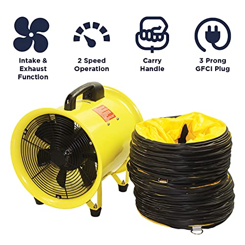 MaxxAir HVHF 12COMBO Heavy Duty Cylinder Fan with 20-foot Vinyl Hose