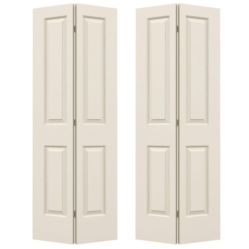 JELD-WEN 72 in. x 80 in. Cambridge Primed Smooth Molded Composite MDF Closet Bi-Fold Double Door
