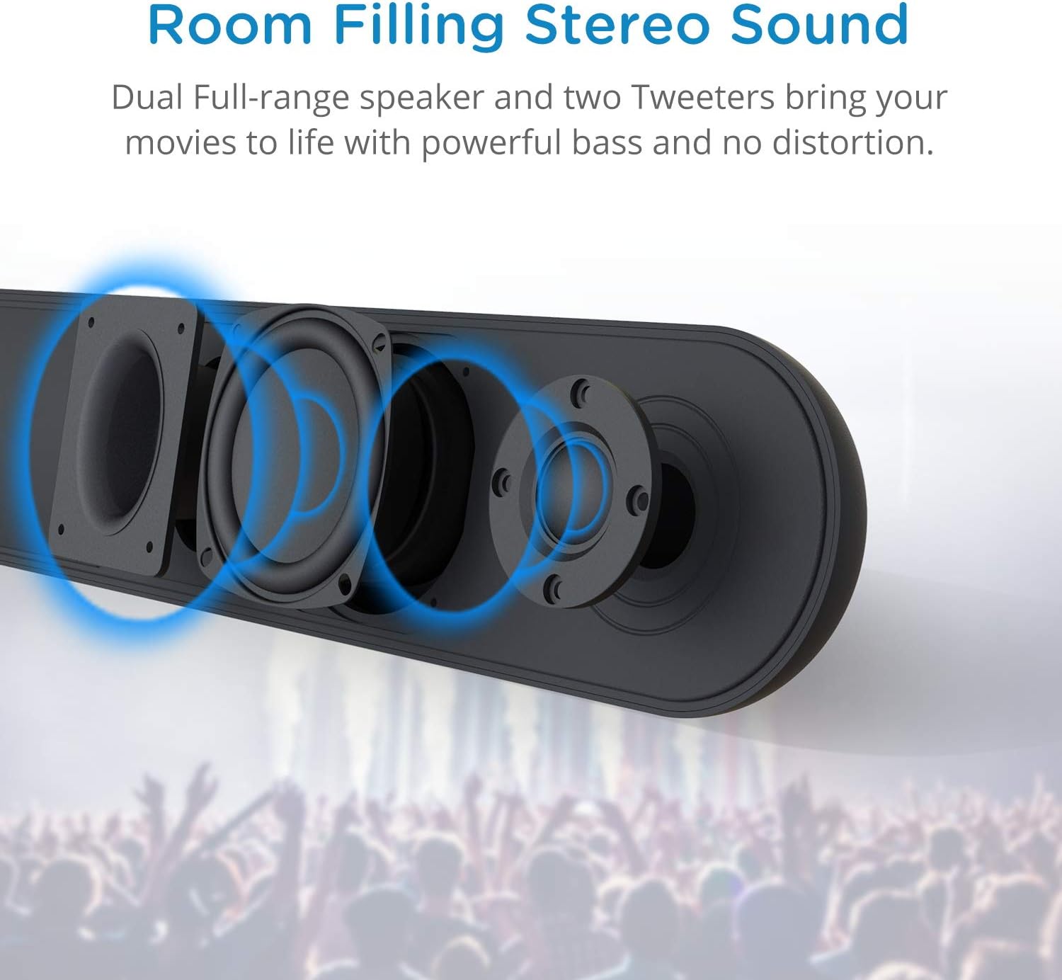 Soundbar, BESTISAN 80 Watts TV Sound Bar Home Theater Speaker with HDMI, Optical, RCA, AUX Port, Bluetooth 5.0, Movie/Music/Dialogue Audio Mode, Enhanced Bass Technology, Bass Adjustable, 2022 Version