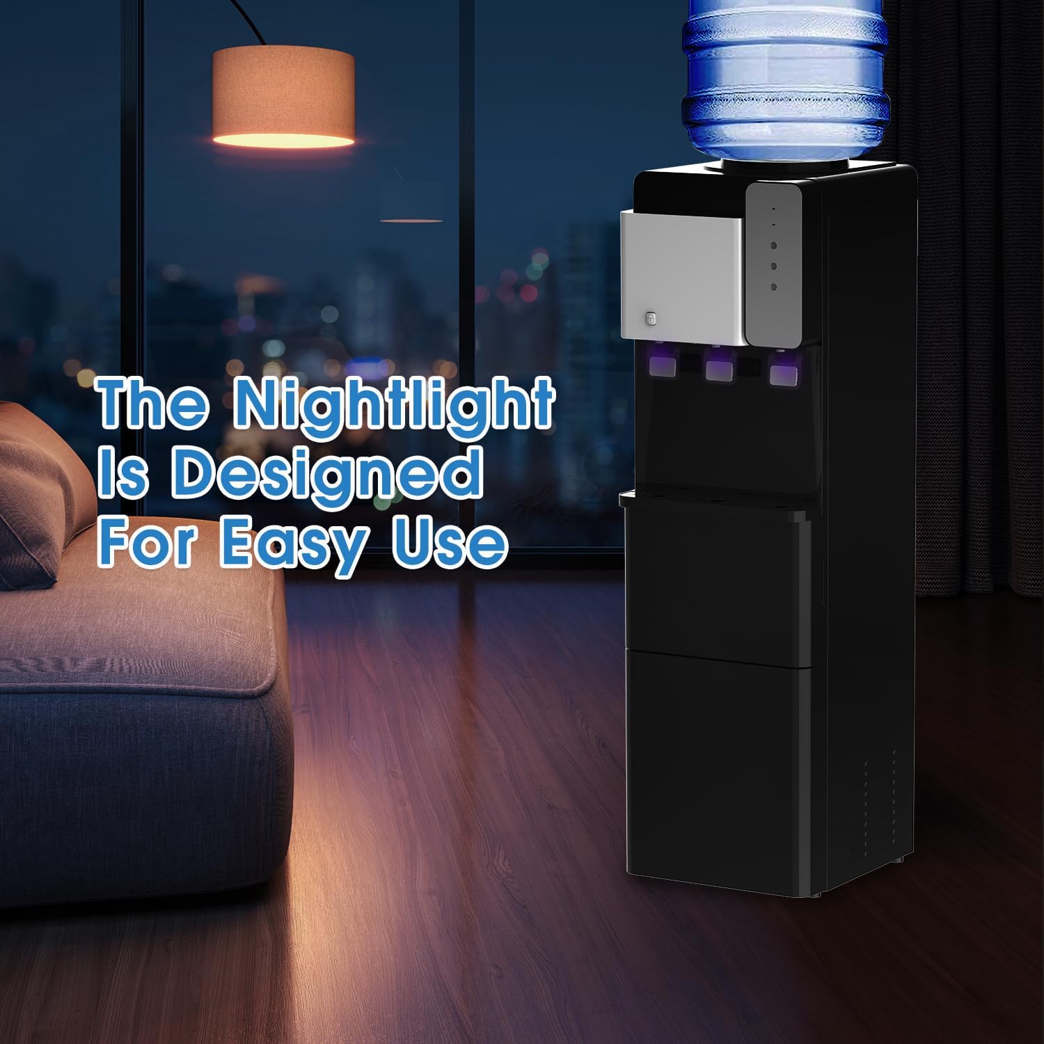 Hot and Cold Water Cooler Dispenser with Ice Maker 5 Gallon Bottle Top Load Built-in Ice Maker Perfect for Home Office