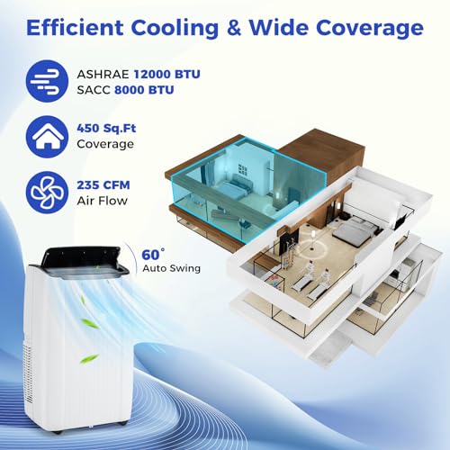 DORTALA Portable Air Conditioner, Smart Floor Standing Quiet 4-in-1 AC Unit with Heater, Fan & Dehumidifier, 24H Timer & APP, Remote Control