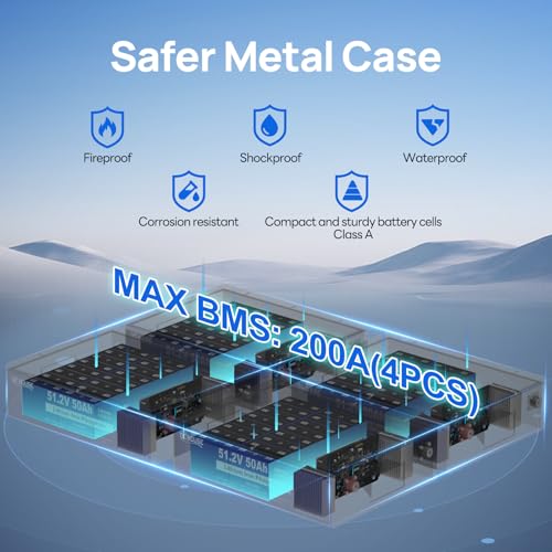 DC HOUSE 48V 100Ah (2Pack 48V 50AH) LiFePO4 Golf Cart Battery 2560Wh, Sturdy Metal Case,Suitable for Club Car, EZGO Golf Carts, Lithium Battery for RV, Trolling Motor, Off-Grid Solar Panel System