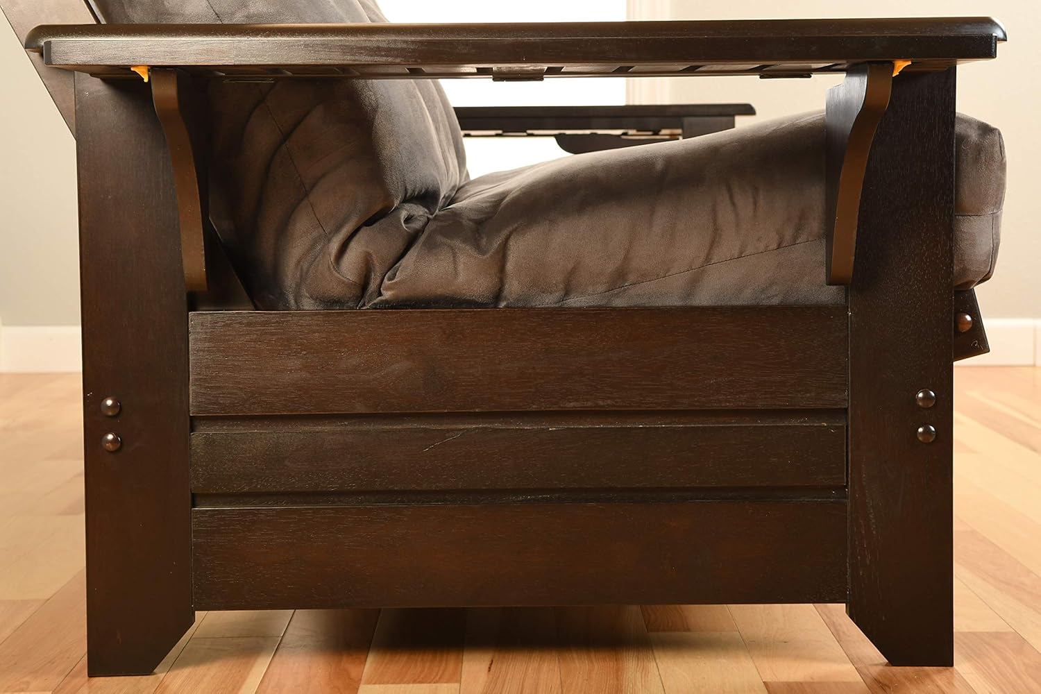 Kodiak Furniture Phoenix Full Size Futon in Espresso Finish, Linen Charcoal