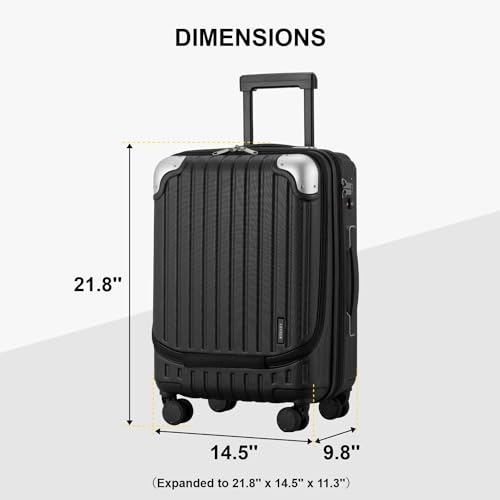 LEVEL8 Grace Carry on Luggage Airline Approved, 20 Inch Expandable Hardside Suitcases with wheels, Abs+Pc Harshell Spinner Luggages with Tsa Lock, Red