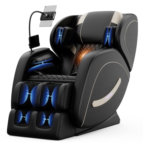 Luxury Zero Gravity Full-Body Massage Chair with Heating, Bluetooth Audio, and Foot Rollers - Home Relaxation Recliner (Velvet Black)