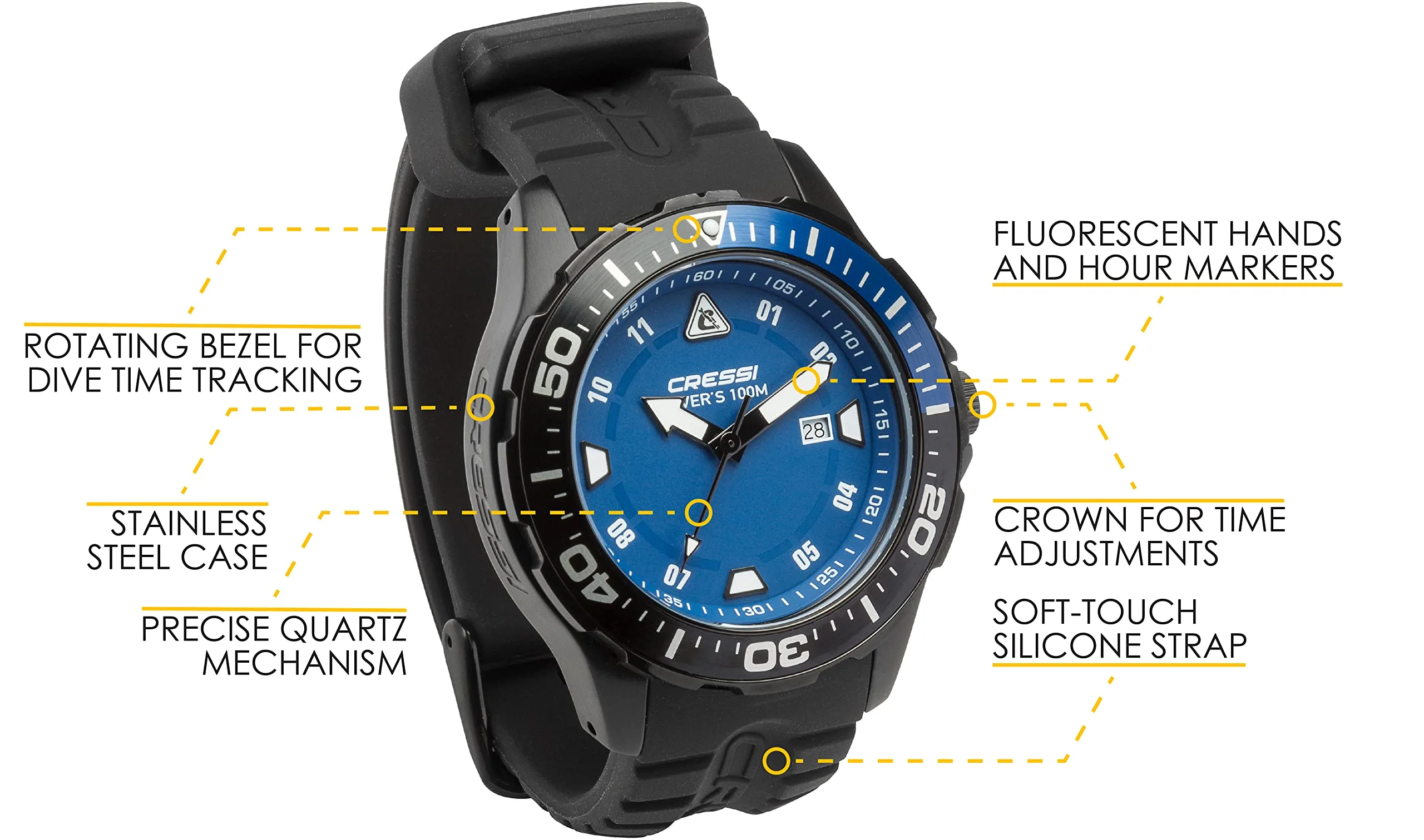 Cressi Manta Watch (Black/Black/Blue)