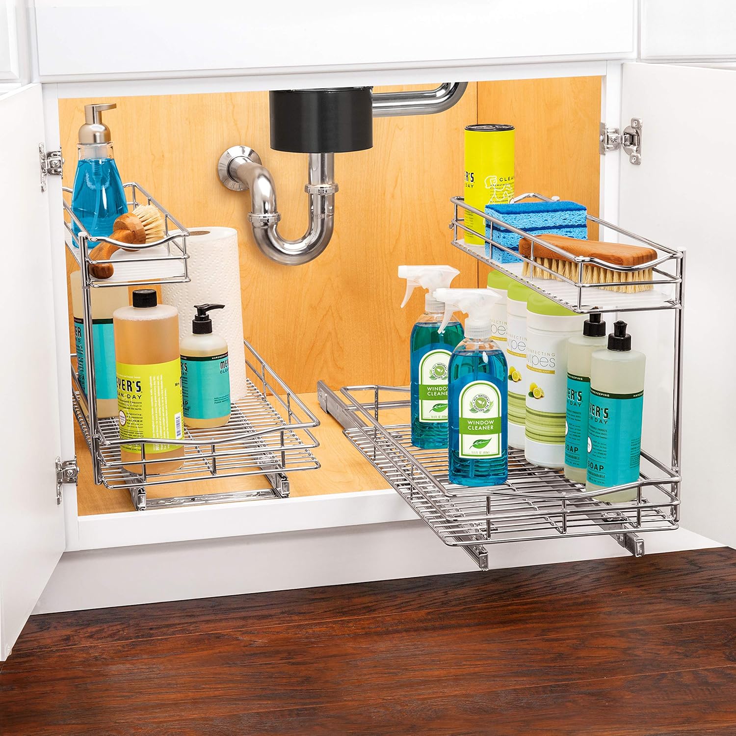 Lynk Professional&reg; Under Sink Cabinet Organizer Pull Out Two Tier Sliding Shelf, 11.5w x 18d x 14h-Inch, Chrome