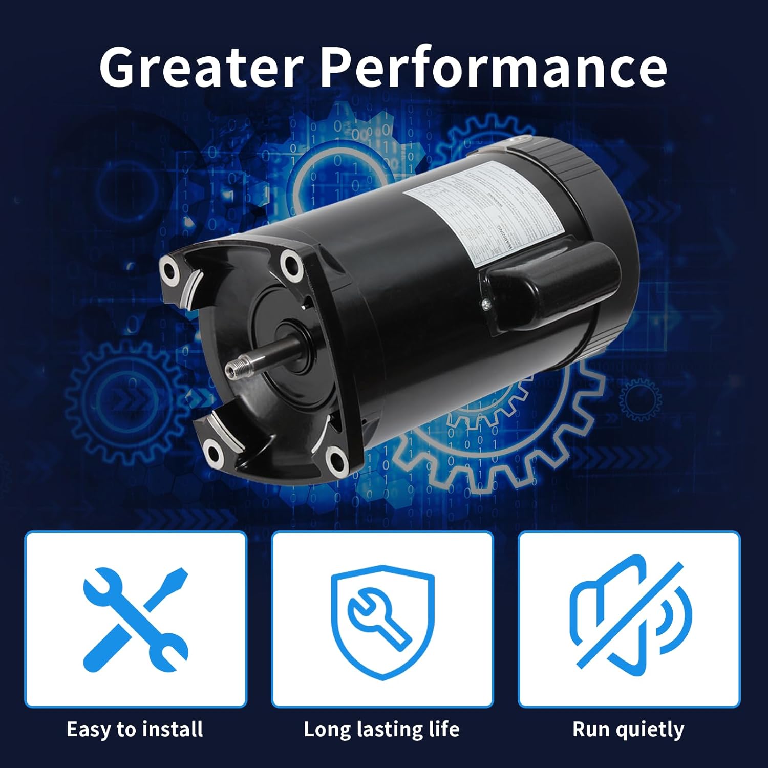 B2854 Pool Pump Motor 1.5 HP, 3450 RPM, 1.1 Service Factor, 8.0/16.0 Amps, 56Y Frame, Compatible with Century ?B2854 ?B854, Only Replacement Motor, Sealing Kit Not Included.